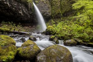 A waterfall along the Columbia River Gorge in Oregon