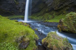 A hidden waterfall near Rangárþing eystra⁩, ⁨South Iceland⁩.