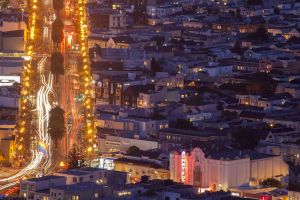 The Castro Theatre in San Francisco at night