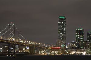 The Bay Bridge in San Francisco at night