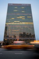 United Nations Building with reflection of New York City