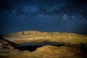 Mesa Arch at night in Arches National Park, Utah