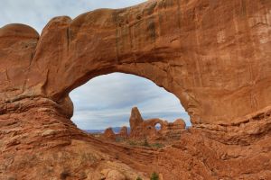 Looking through The Windows in Arches National Park, Utah