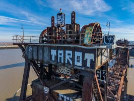 Graffitti on the 1930 vertical-lift railroad drawbridge.