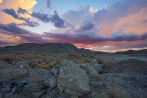 A sunset over Baker, California