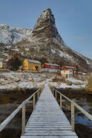 Walking bridge in Reine⁩, ⁨Norway⁩